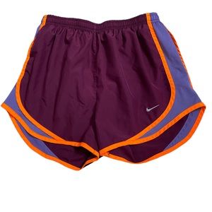 Nike Dri-Fit Burgundy with Neon Orange Running Shorts Size Small